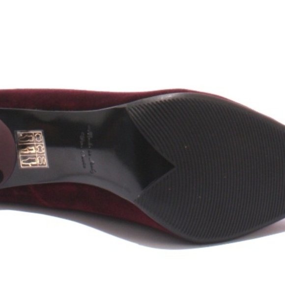 ITALIAN Burgundy Velour Leather Pointy Heel Pumps - Picture 8 of 8